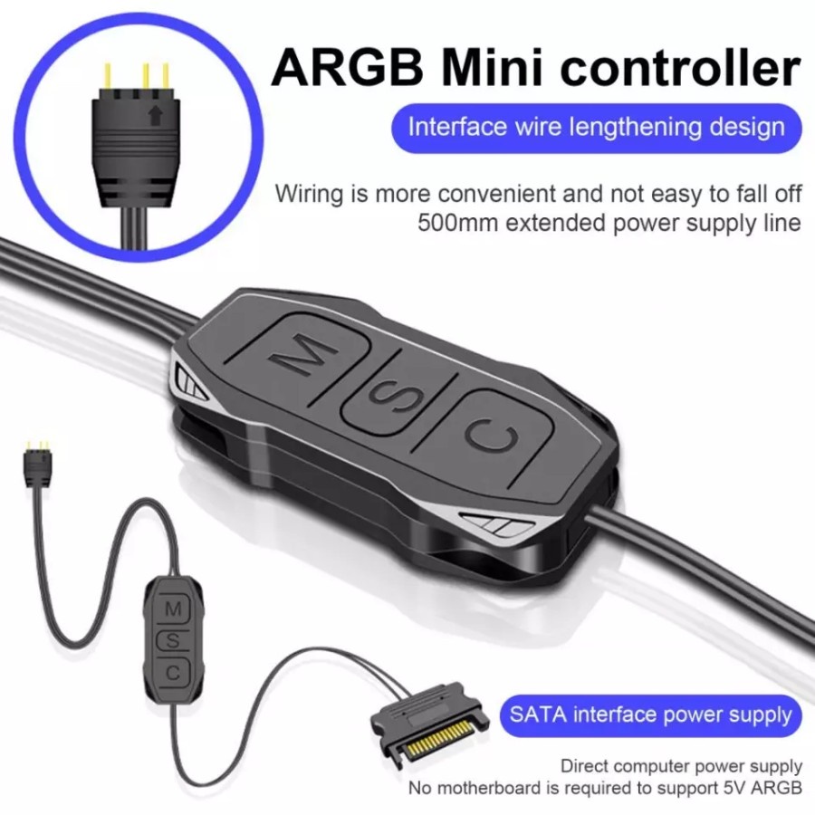 COOLMOON ARGB controller 5V 3 pin POWER SATA mini RGB controller AR-1