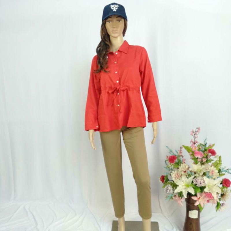 KEMEJA WANITA MERAH POLOS|Blouse natal