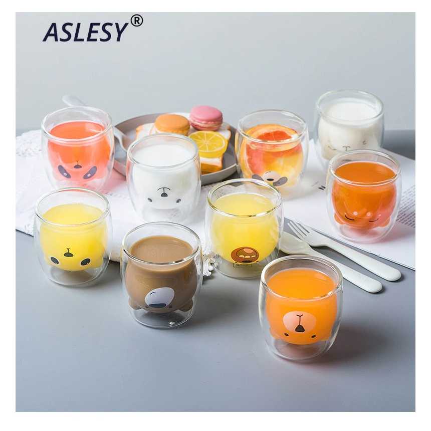 TD-DA ASLESY Gelas Mug Animal Double Wall Layer Bear Cup 250ml - C8785