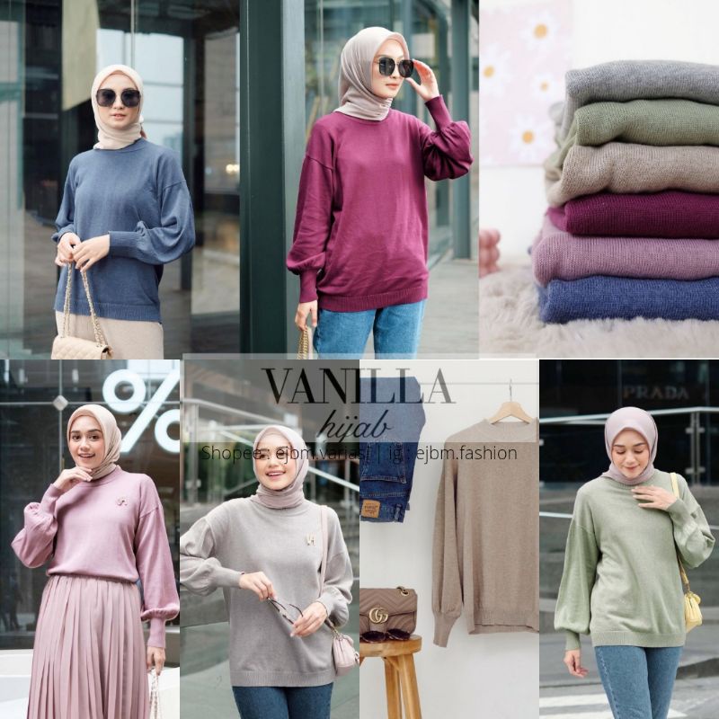 VANILLAHIJABOFFICIAL Knit Blouse Size S/M by Vanilla | Knit Blouse Vanilla Hijab