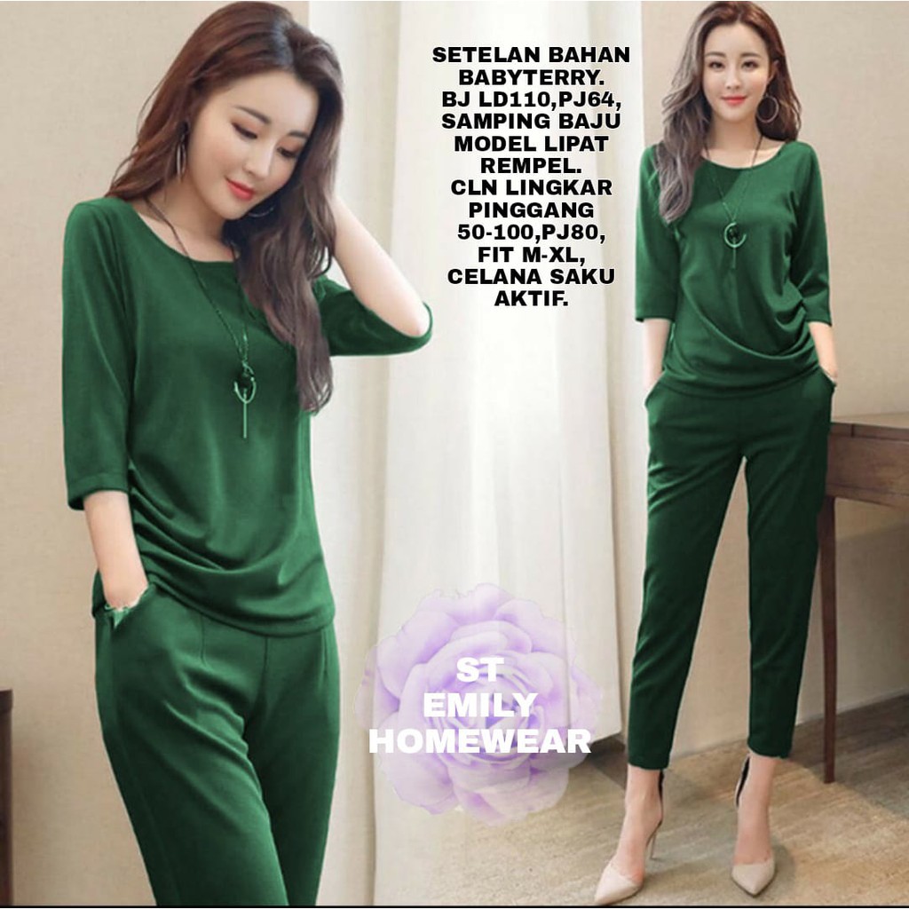 INDOBEST SETELAN EMIL WANITA /SET PAKAIAN KOREA / CASUAL LENGAN PANJANG