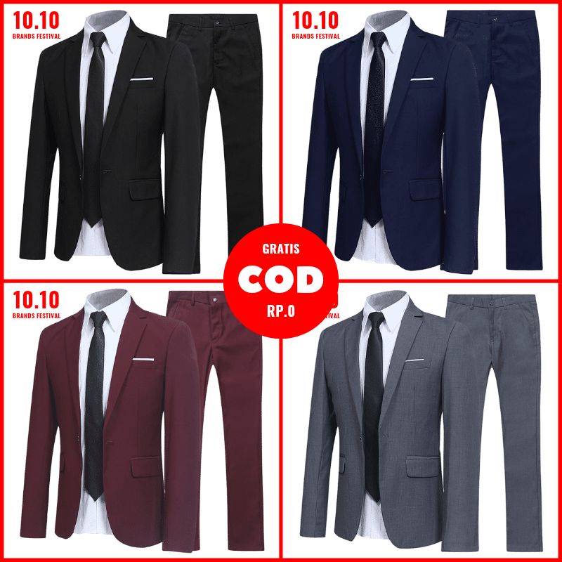 SETELAN 2in1 Jas Pria Celana Formal Set Jas Pria Jas Kerja Jas Pernikahan Jas Blazer Pria