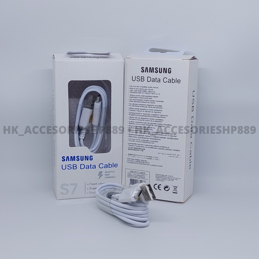 Kabel Data Samsung S7/  Note 4 / S5 / S6 / S6 EDGE / S7 EDGE / S8 / J2 PRIME / J5 / J7 / A3 dan Semua HP Colokan Micro USB ORIGINAL