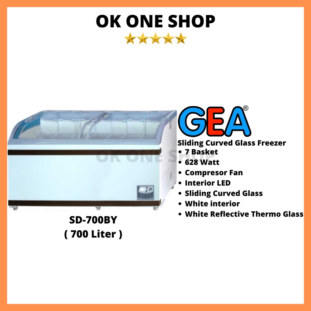 GEA SD-700BY / SD700BY / SD-700 BY Sliding Curved Glass Freezer ( 2 COMPRESSOR)