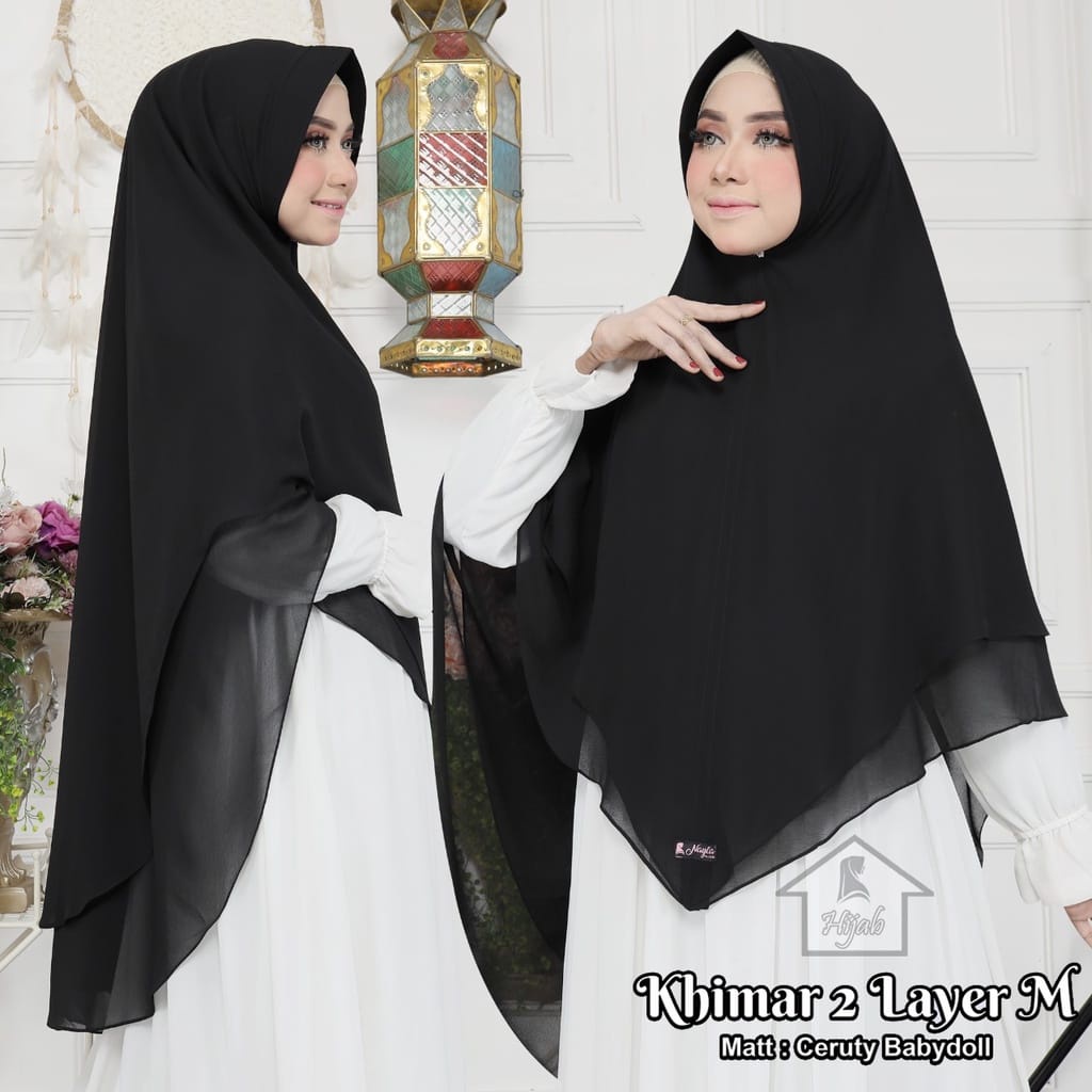 TERBARU KHIMAR SYAR'I 2LAYER L CERUTY BABYDOLL/ KHIMAR CERUTY 2 LAYER JILBAB LANCIP DEPAN BY