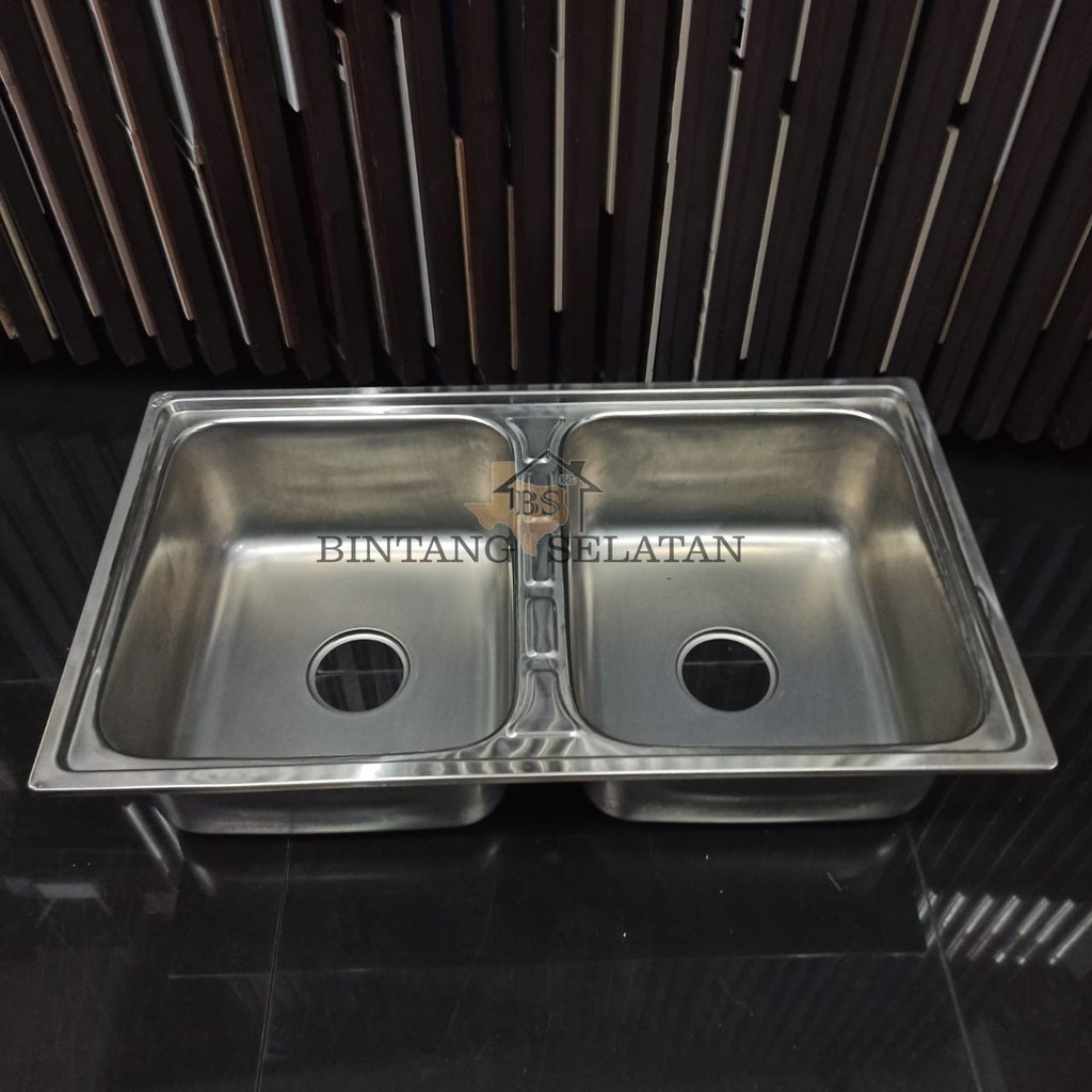 KITCHEN SINK BAK CUCI PIRING 2 LUBANG STAINLESS STEEL