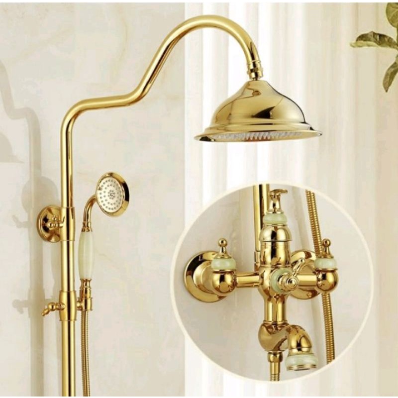 Shower tiang FSD Gold set panas dingin &quot;ORIGINAL&quot; / Shower Gold mewah dua fungsi