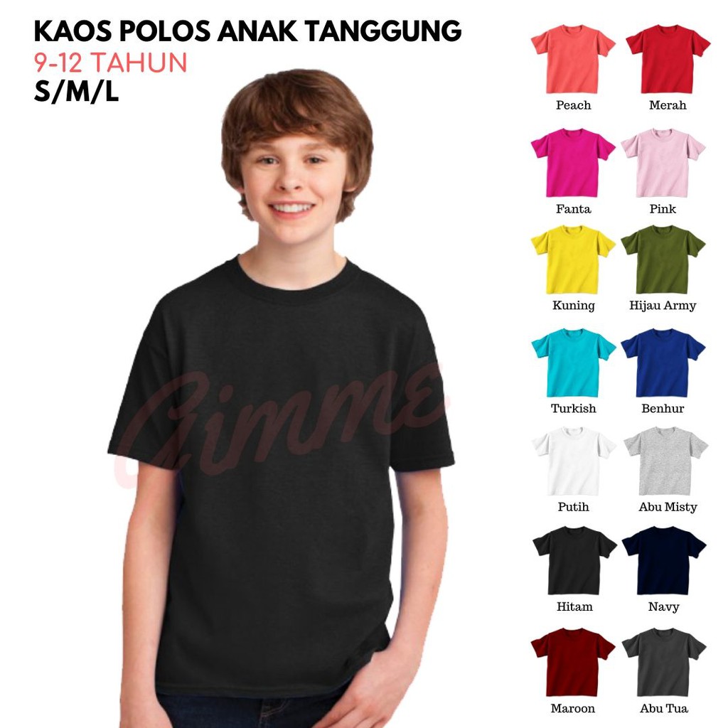  BISA COD Baju Kaos  Polos  Anak  Tanggung Remaja 9 12  