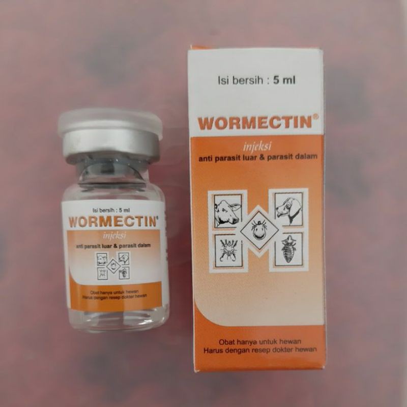 WORMECTIN INJEKSI 5ml 2ml Obat Suntik Cacing Jamur Kulit Scabies Kutu Tungau Caplak Ayam Anjing Kuci