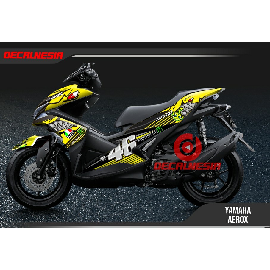 Decal Stiker Motor Yamaha Aerox 155 Modifikasi RoadRace Variasi Aksesoris Full Body Motif Shark Shopee Indonesia