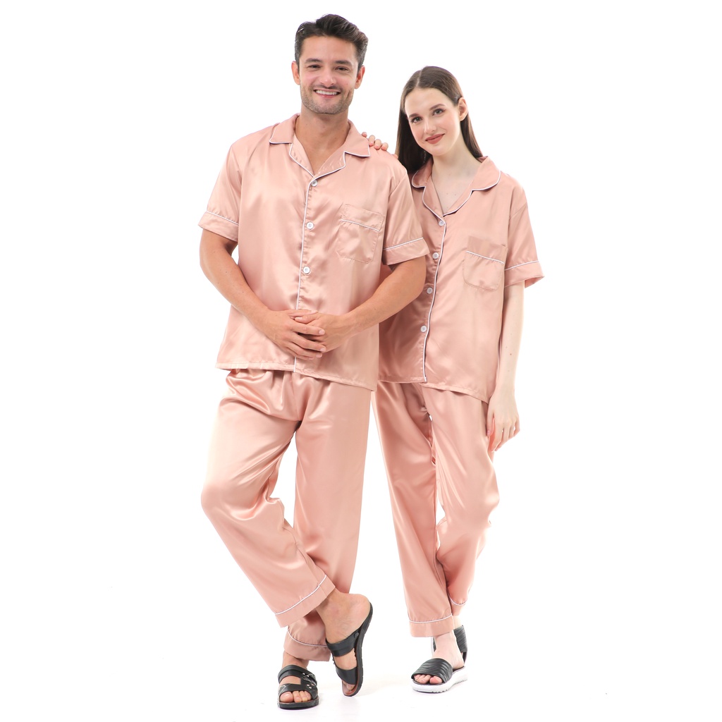 Zavyn Setelan Piyama Couple Short Sleeve Satin Silk Premium