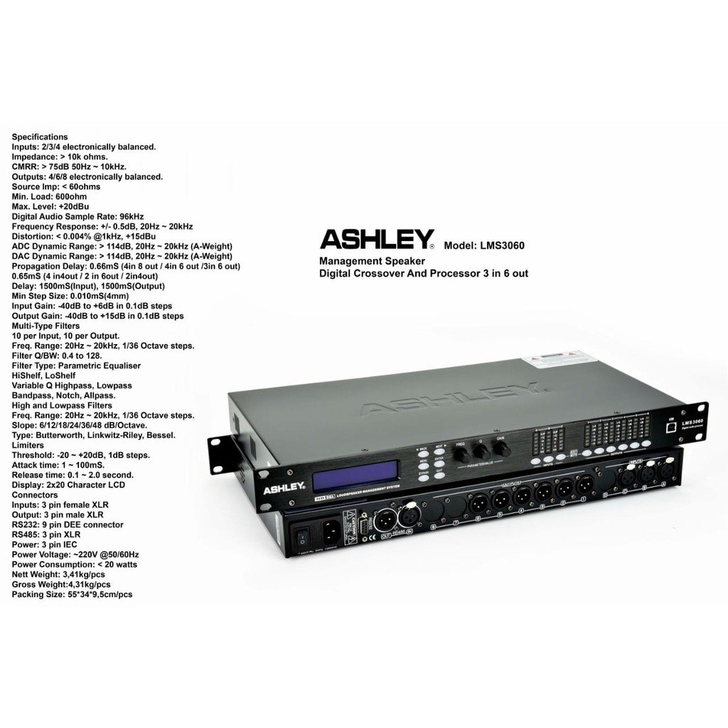 management speaker crossover processor ashley 3in6out LMS 3060