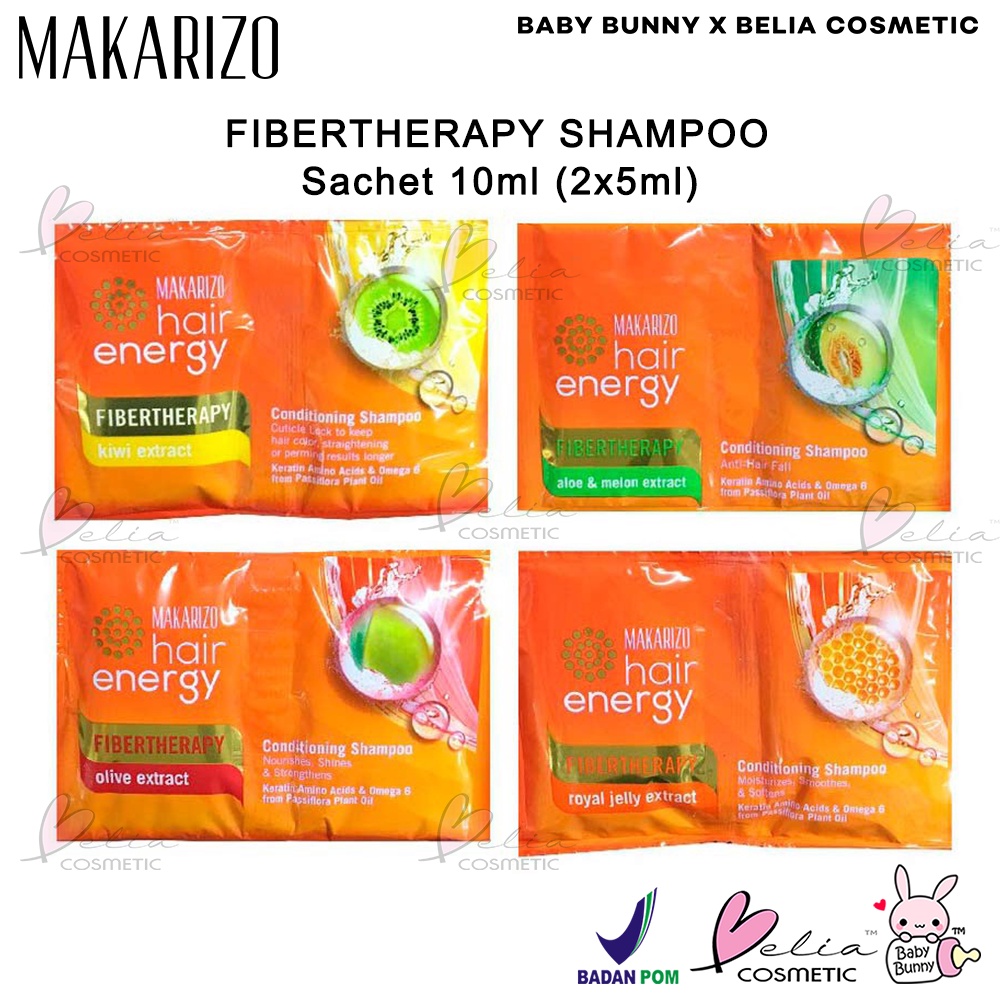 ❤ BELIA ❤ MAKARIZO Hair Energy Shampoo Sachet 10mL (2x5mL) | Fibertherapy Shampo Sampo | BABY BUNNY | BPOM