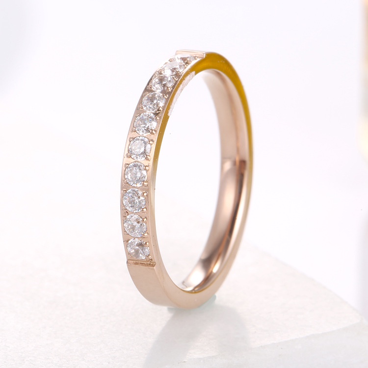 Cincin Emas Mawar/Cincin Fashion/Cincin Pasangan/Cincin Titanium Emas Mawar dengan Berlian