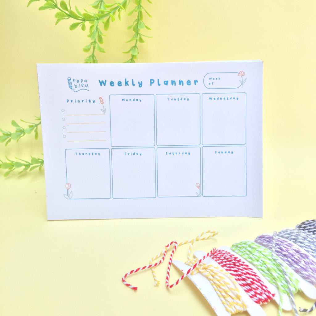 

PepaBleu Weekly Planner Simple Flower Line art Memopad