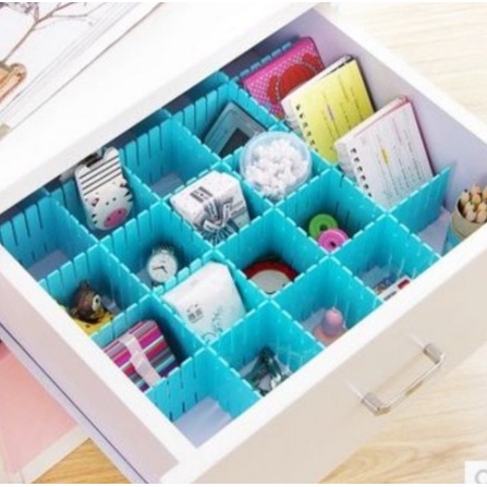 Sekat Laci Organizer DIY Kotak Penyimpanan Serbaguna Dapur Sendok Uang Storage Box Murah Kosmetik / Pemisah Pembatas Kotak Lemari