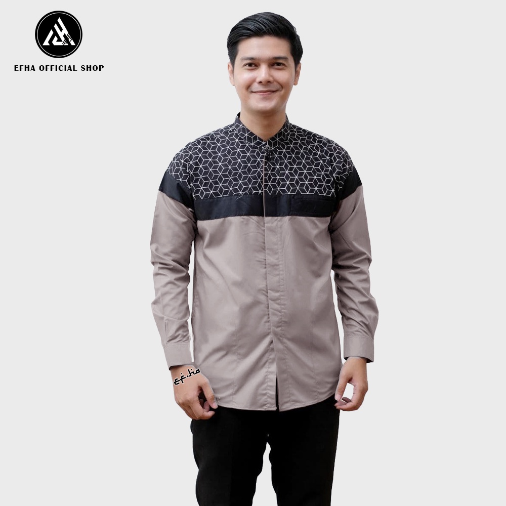 baju koko lengan panjang motif kombinasi batik senpai terbaru best seller