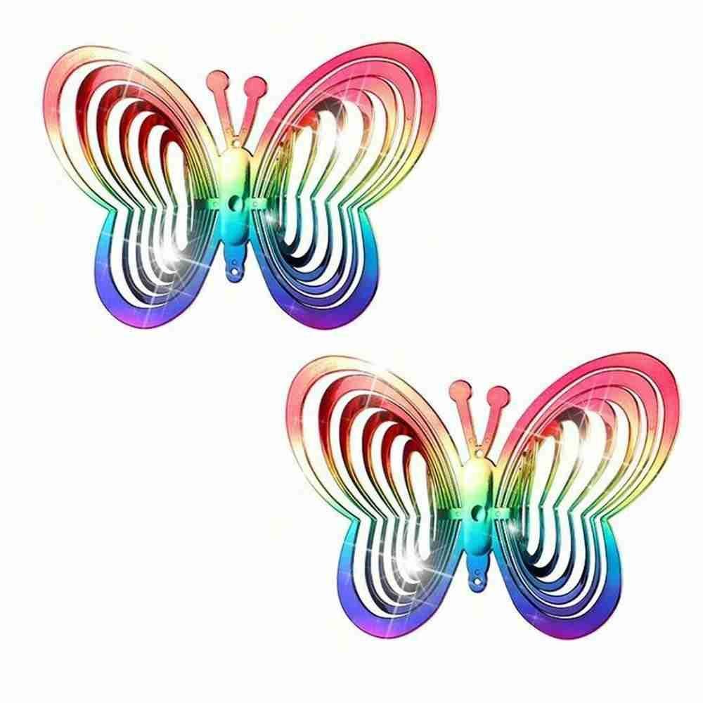 Solighter 2PCS Butterfly Wind Spinner Rumah Taman 3D Dekorasi Taman Wind Chime
