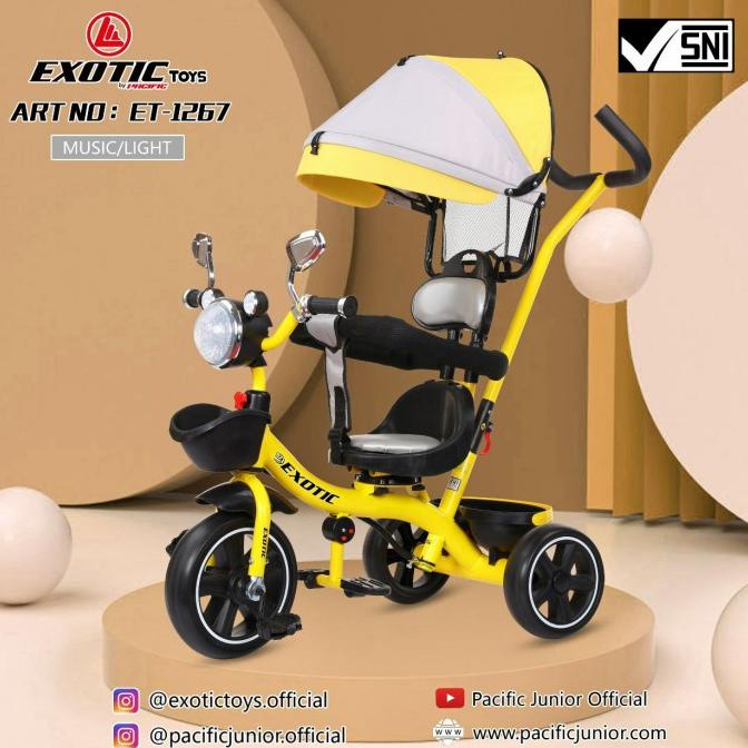 Sepeda Anak Roda 3 Tricycle EXOTIC ET 1267 Lampu Harley