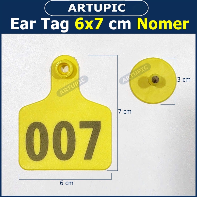 Ear Tag 6x7 cm Nomer Per100 Anting Eartag untuk Babi Sapi Kambing Murah Plastik bisa jadi Kalung Leher Hewan Domba Kuda Kerbau