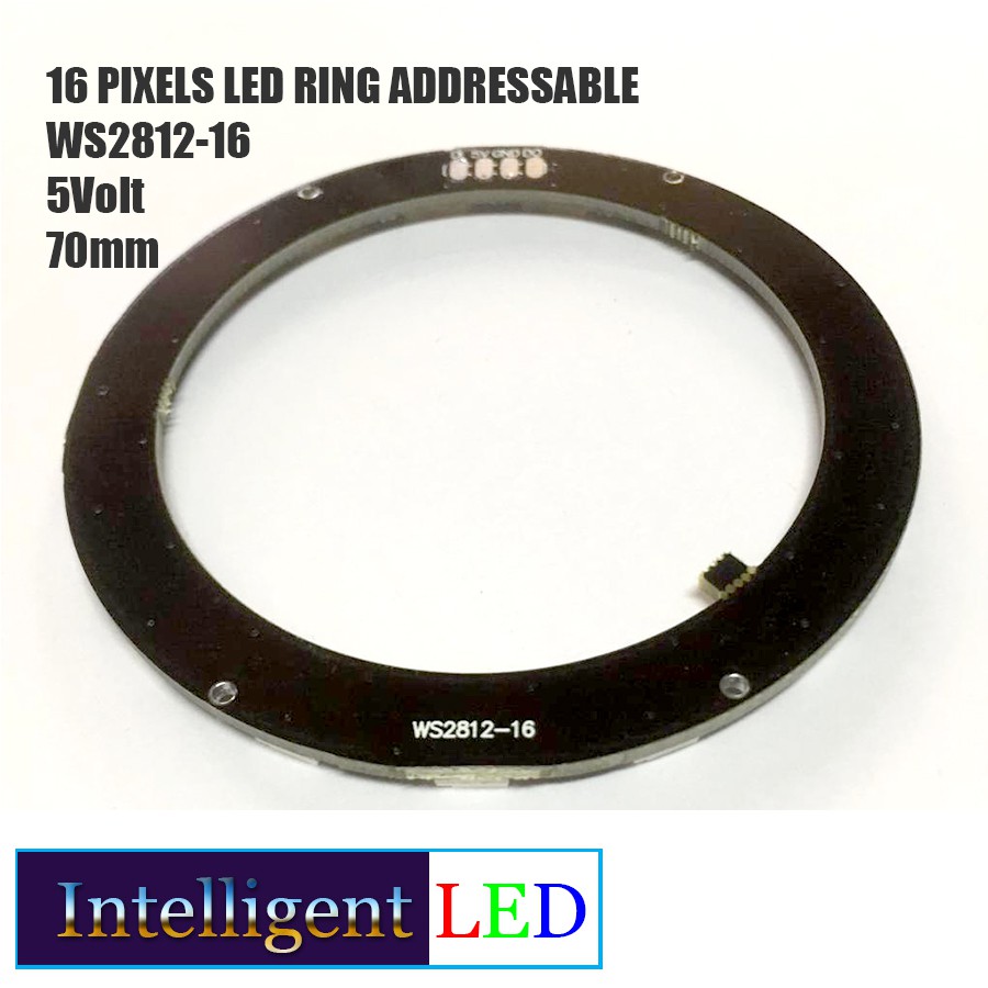 LED Ring Addressable RGB 5V 16 Pixels LED support Arduino Diameter 70mm