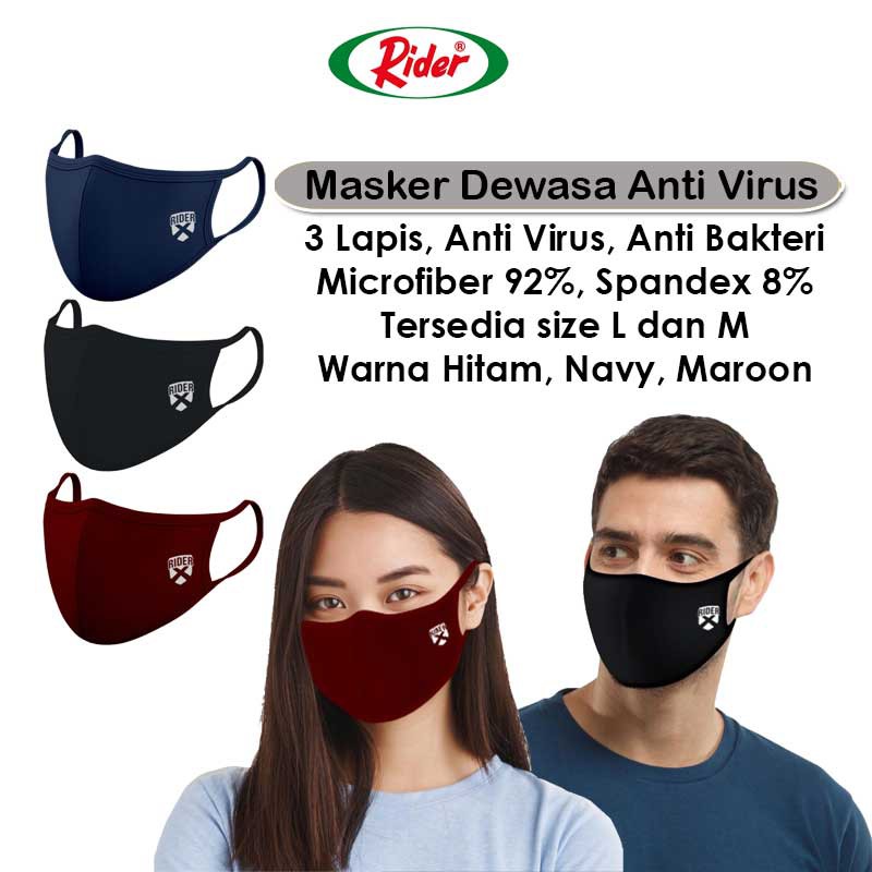 Jual Masker Kain Dewasa Rider Anti Virus 3 Lapis Anti Bakteri Anti ...