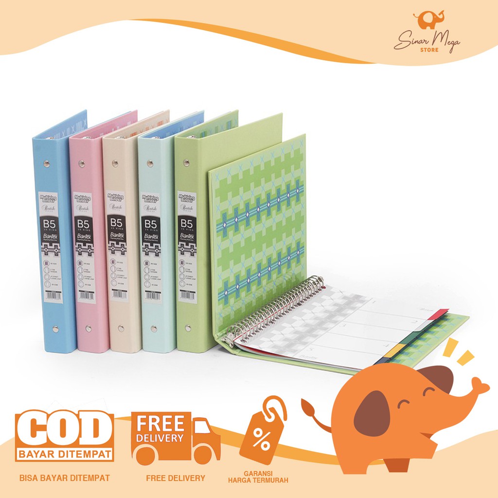 

Bantex Binder B5 Multiring Batik Pastel Series 1336 / Loose Leaf Ring Besi Berkualitas