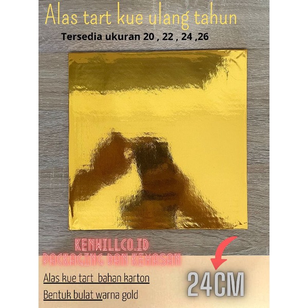 ALAS KUE TART 24CM TATAKAN KUE ULANG TAHUN GOLD KOTAK BAHAN KARTON