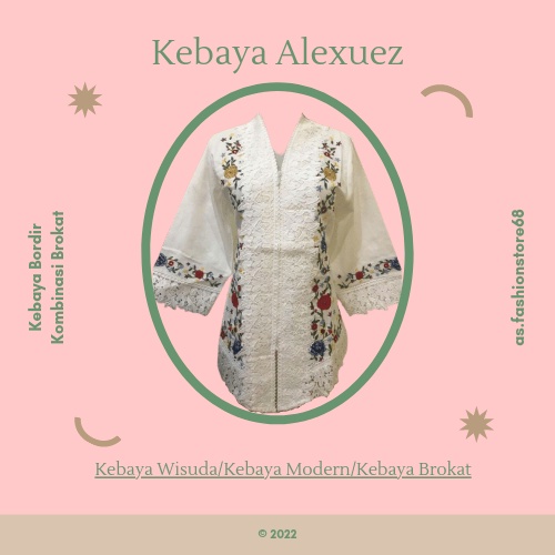 Kebaya Modern Kebaya Alexuez Kebaya Bordir Kombinasi Brokat Putih Premium Size S to 5XL