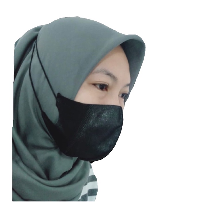Masker 3 Ply Duckbill 3D Orlee HIJAB Hitam 10 Pcs