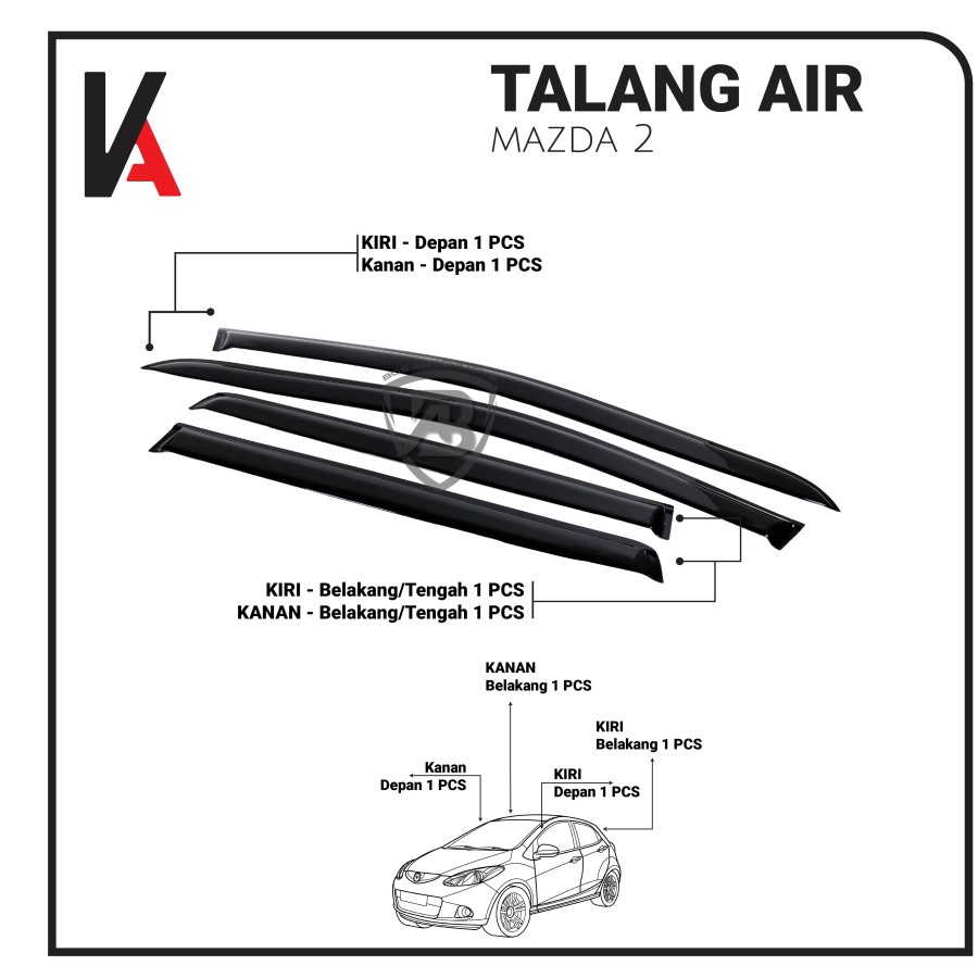 TALANG AIR PINTU MOBIL MAZDA 2 MODEL SLIM HIGH QUALITY