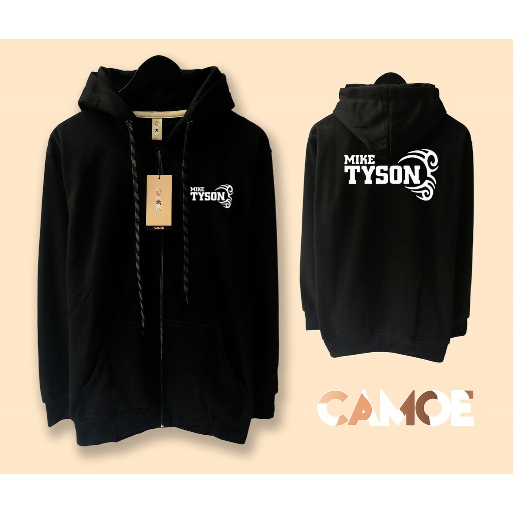 Jaket hoodie zipper premium desain logo Mike Tyson tinju Boxing