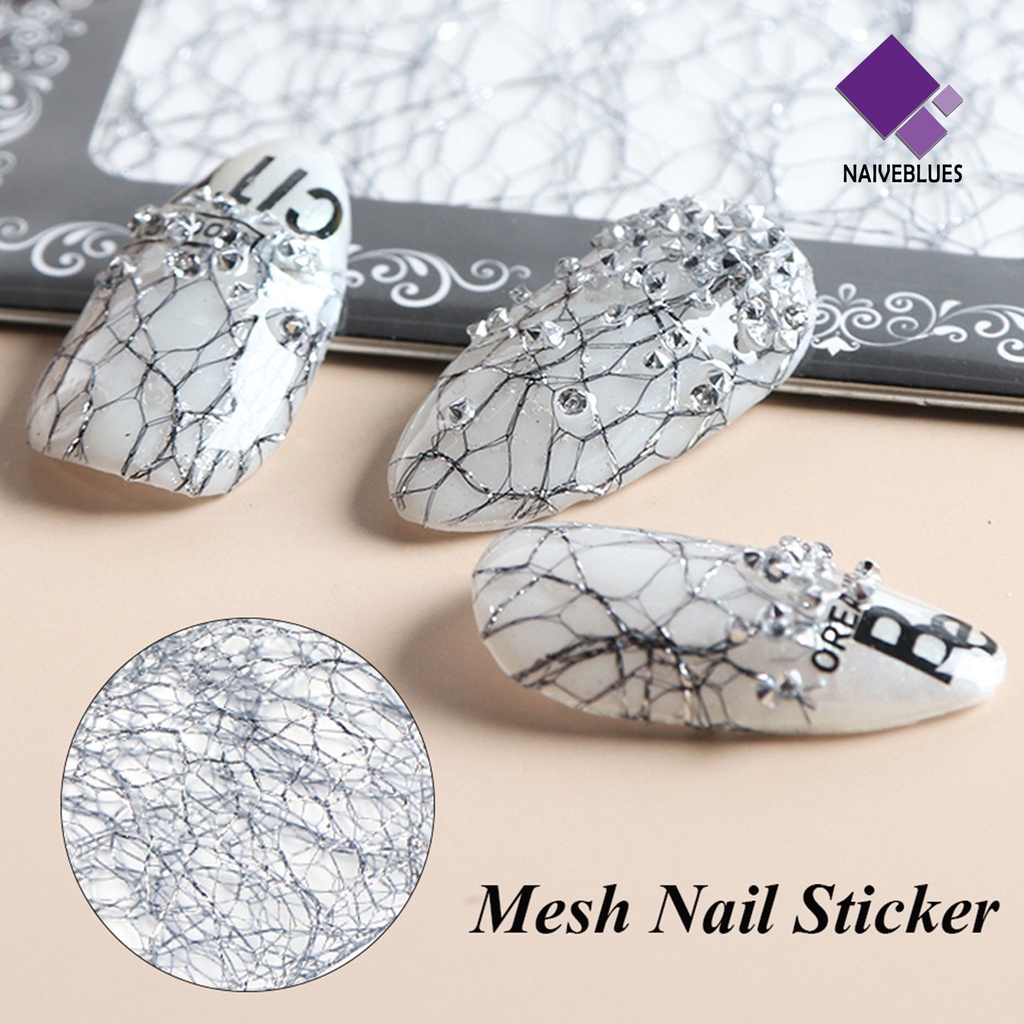 Naiveblue 1 Kotak Stiker Kuku 3D Bahan Mesh Untuk Nail Art Wanita