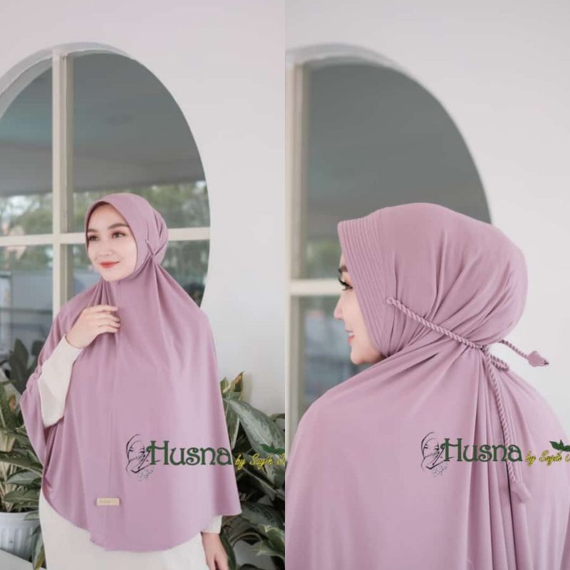 Hijab Ped Jumbo XL Jersey Husna Original - HIJAB JUMBO Jersey - Jilbab Jumbo Tali Kepang
