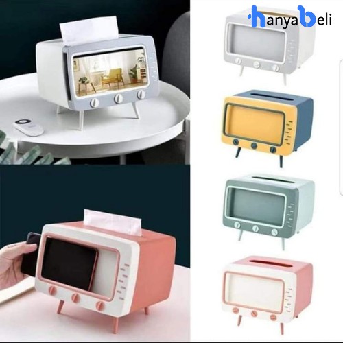 Tempat Tissue TV Retro Holder Hp Box Hp 2in1 Kotak Tissue Multifungsi