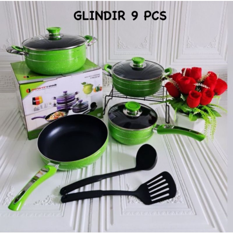 PANCI GLINDIR 9 PCS/PANCI SET POWERCOOK/PANCI MARBLE TEBAL