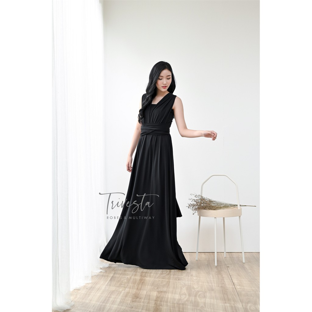 MAXI | HITAM/BLACK | MULTIWAY INFINITY CONVERTIBLE DRESS | FREE KEMBEN &amp; SPECIAL LONG SCRAFT