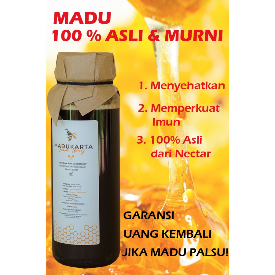 

Madu Asli Murni Lebah Nectar Acacia Crassiacarpa Madukarta