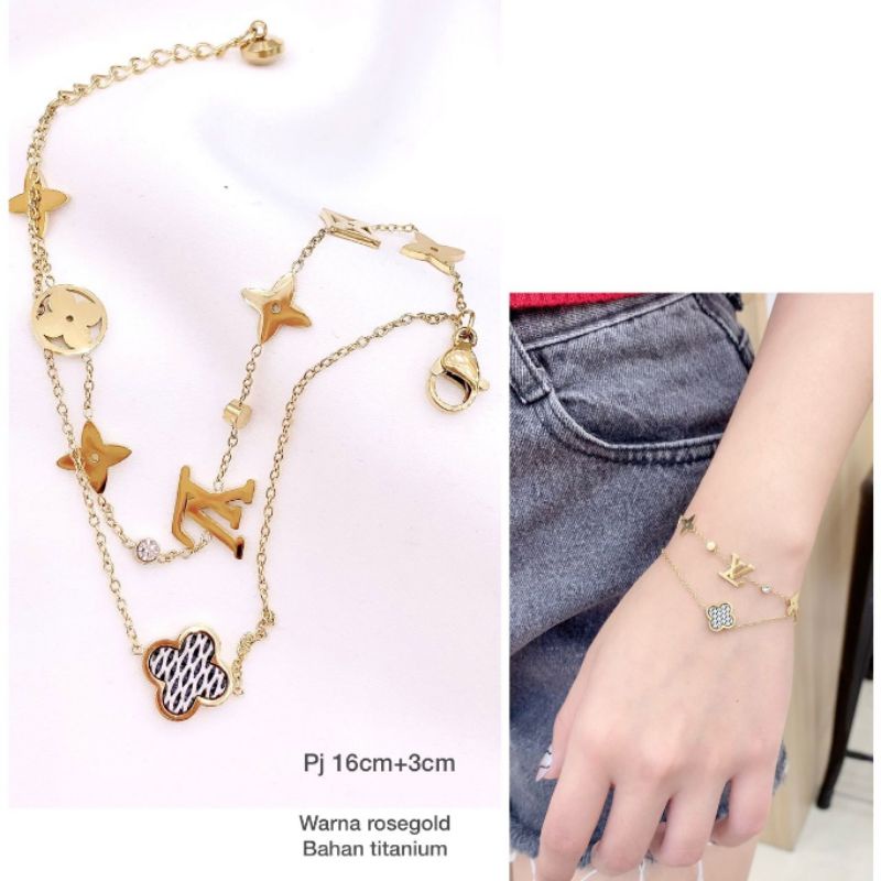 Gelang Titanium gold Anti karat anti alergi Stainless steel ori Premium Quality Gelang branded band Titanium gt882