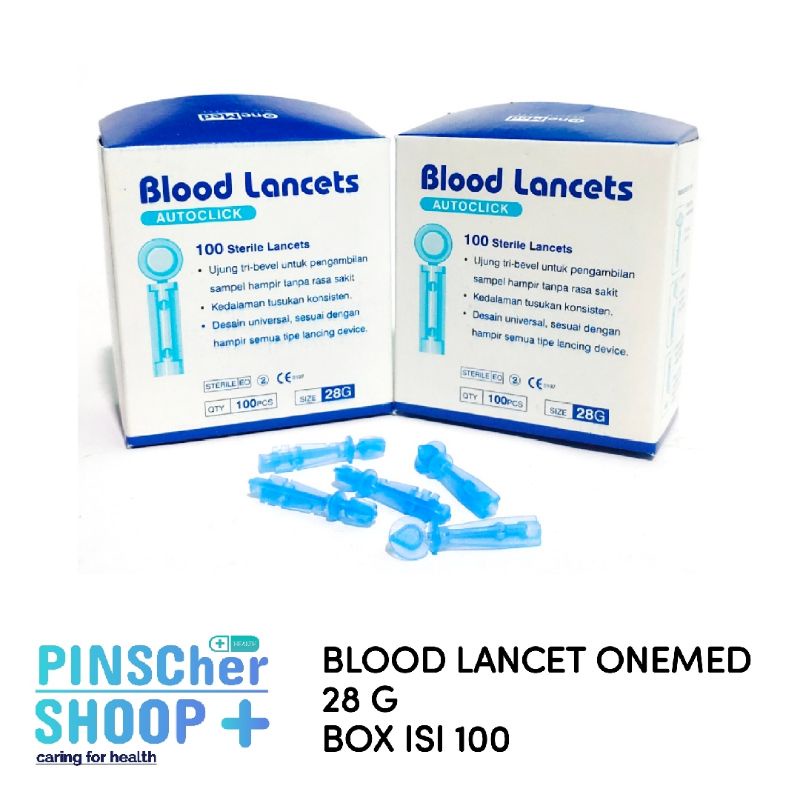 Blood Lancet 28G OneMed Isi 100 Pcs