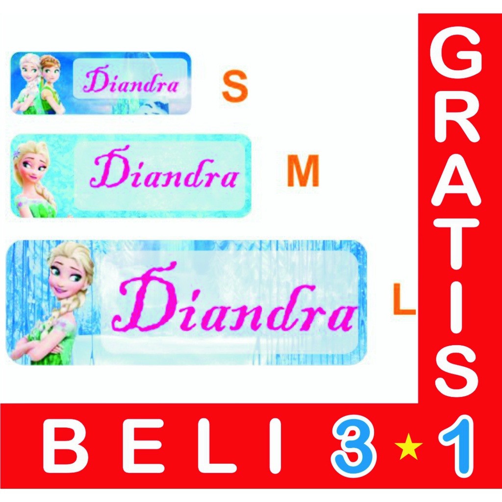 

STIKER LABEL NAMA WATERPROOF BASIC FROZEN 1