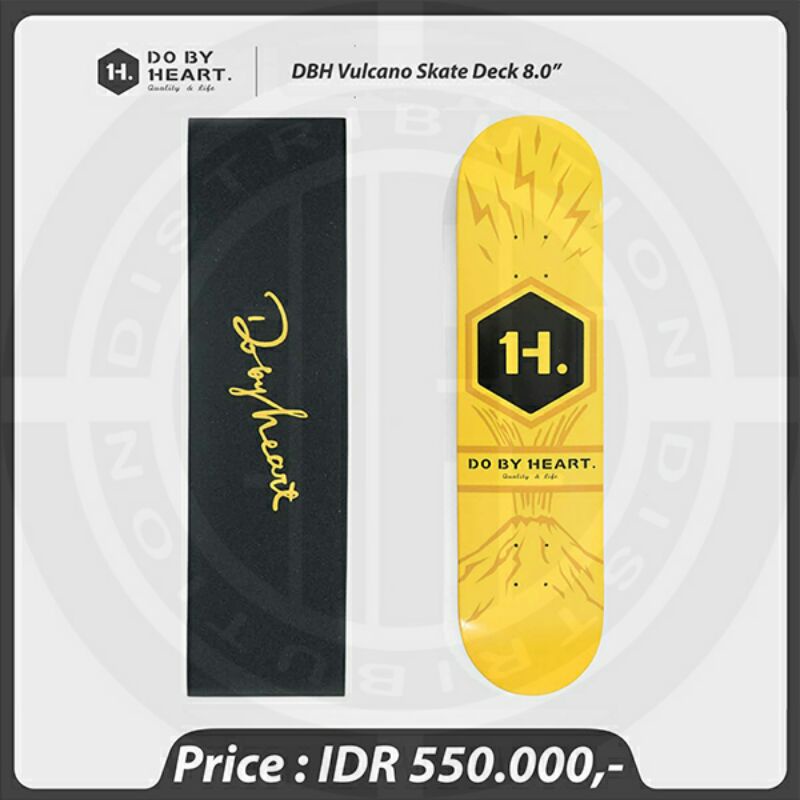 DO BY HEART Volcano Skateboard Deck 8.0" (Free Griptape)