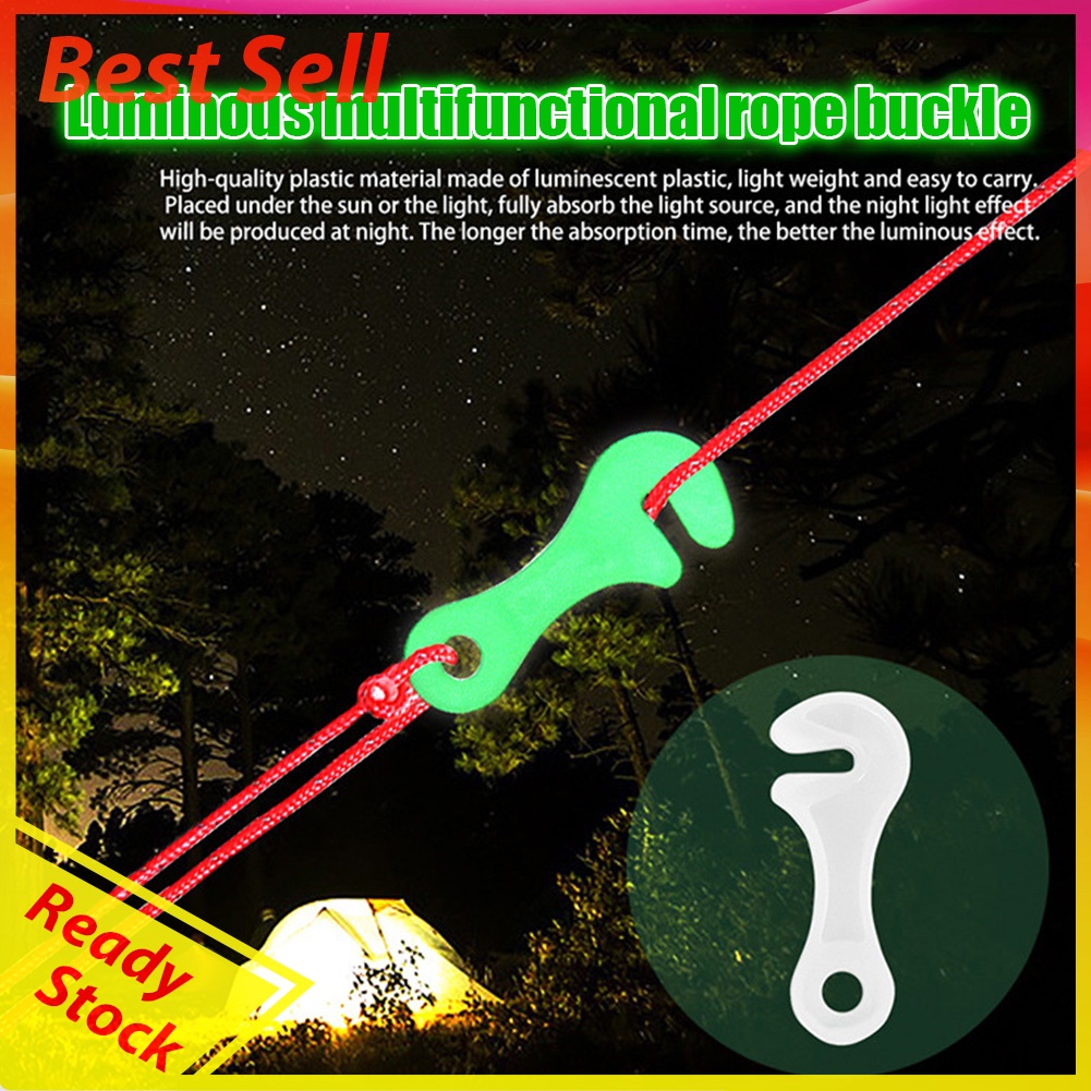 10pcs Luminous Tent Windproof Cord Rope Fixing Buckles Canopy Cord Buckle