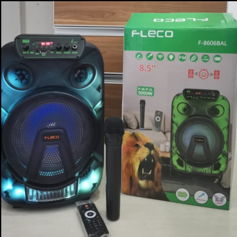 COD speaker bluetooth karaoke wireless super bass fleco 8606BAL