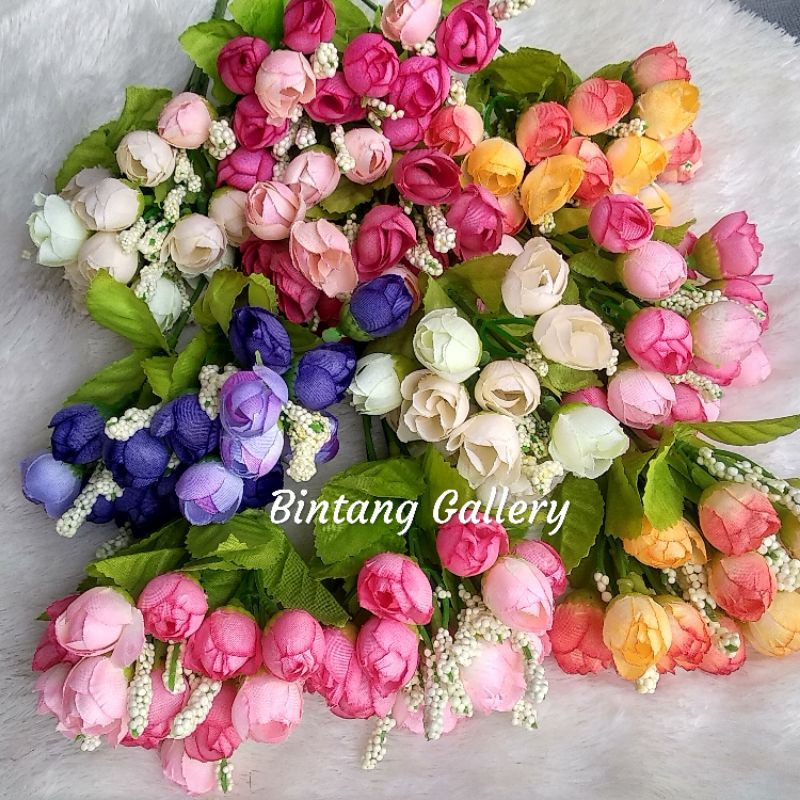 (#1) Bunga Tulip Mini Artificial / bunga mawar mini per tangkai