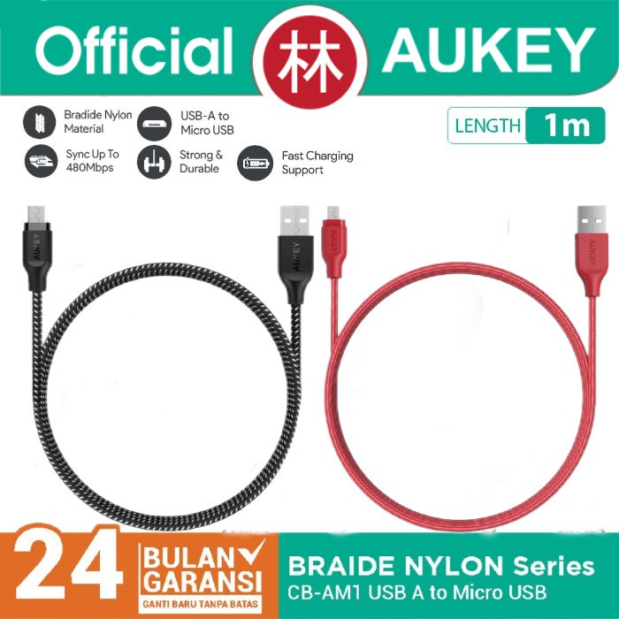 Aukey CB-AM1 Data Cable Micro USB Braided Nylon Series 1m
