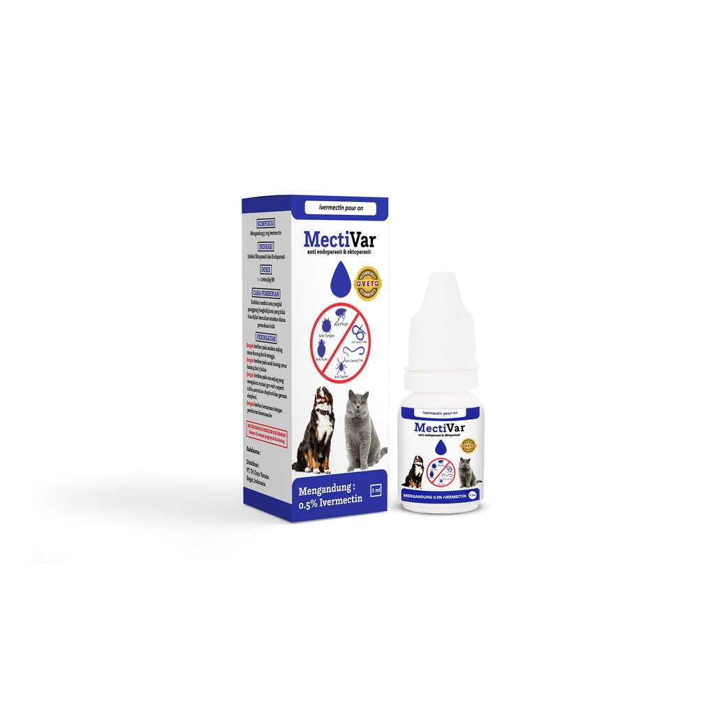 Mectivar 5ml Obat Anti Parasit Kutu Tungau Caplak Cacing Anjing Kucing