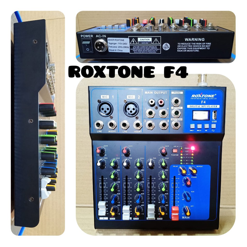 Roxtone F4 - Audio Mixer 4 Channel USB/MP3