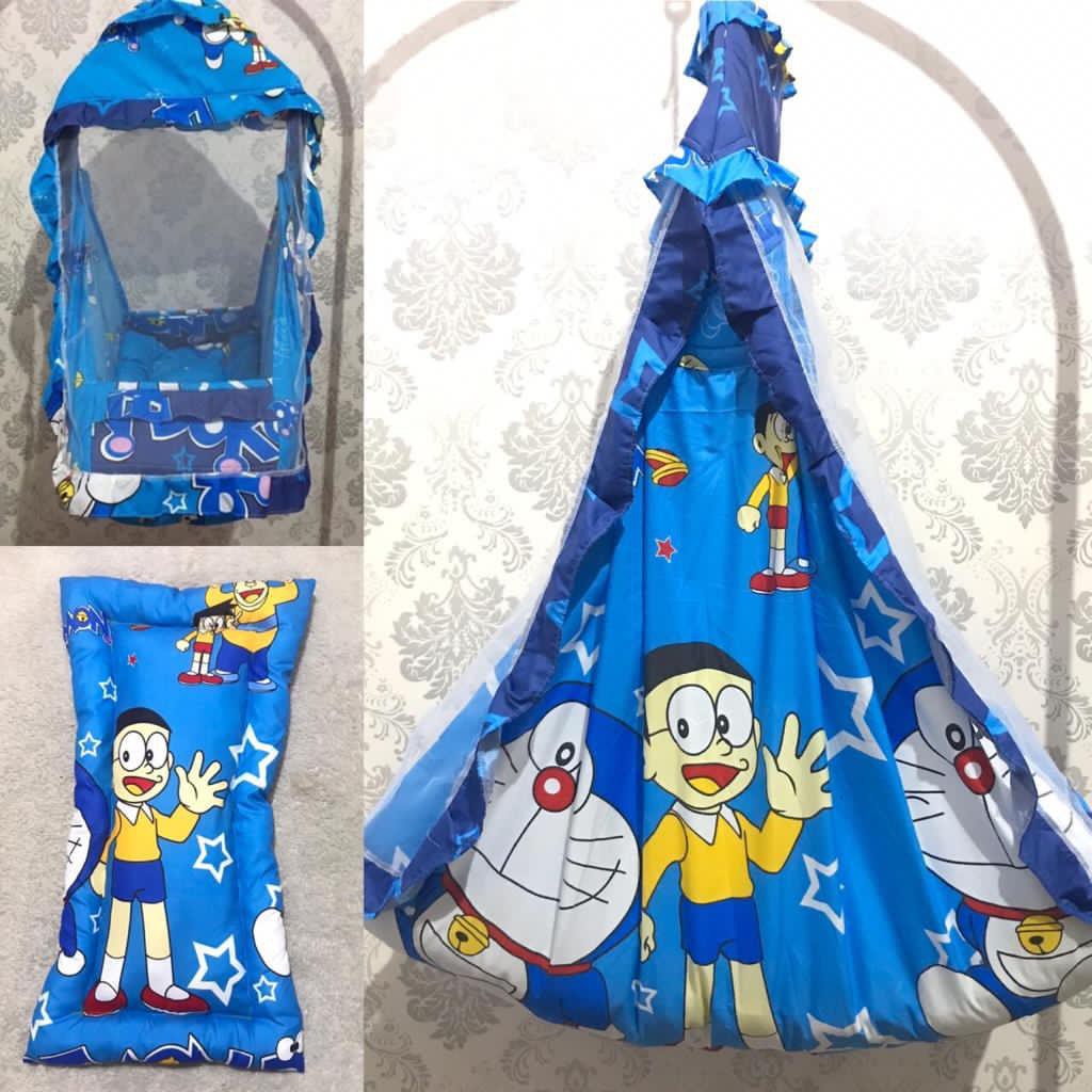 Ayunan Kelambu Set Bayi Kelambu Motif Plus Kasur