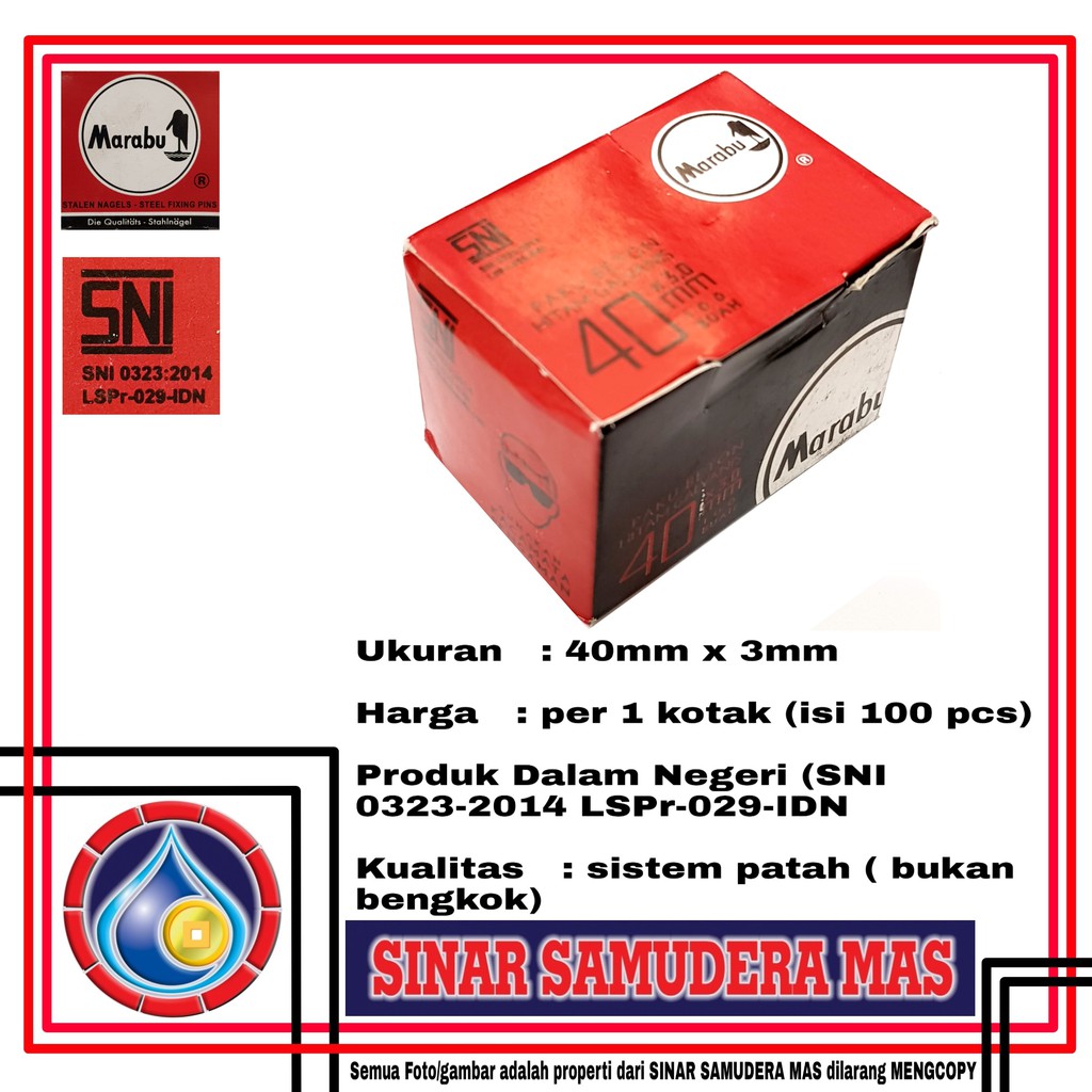 PAKU TEMBOK 40mm atau 4cm MARABU HITAM - PAKU BETON - PAKU BAJA - PAKU HITAM - PAKU KLEM KABEL - PAK